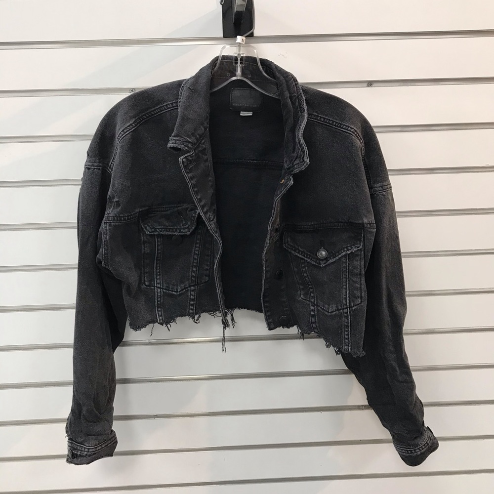Cropped Black Denim Jacket